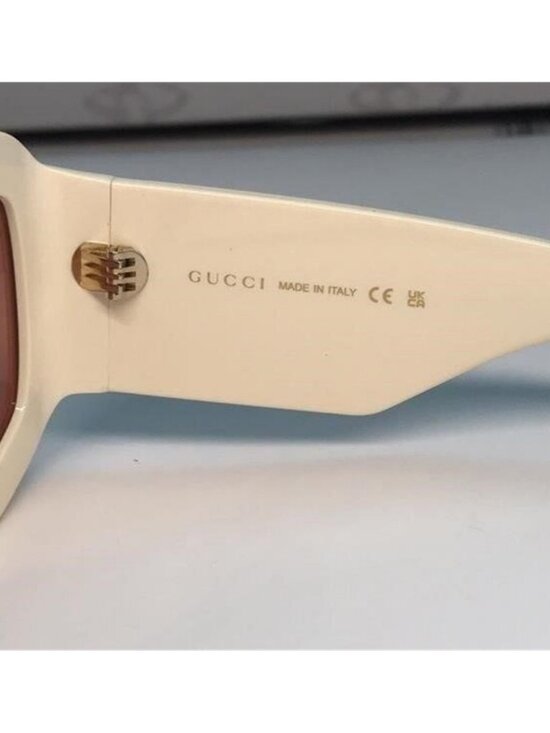 New Authentic Gucci Cream Sunglasses with Orange Lenses GG0983S 001 main image 8